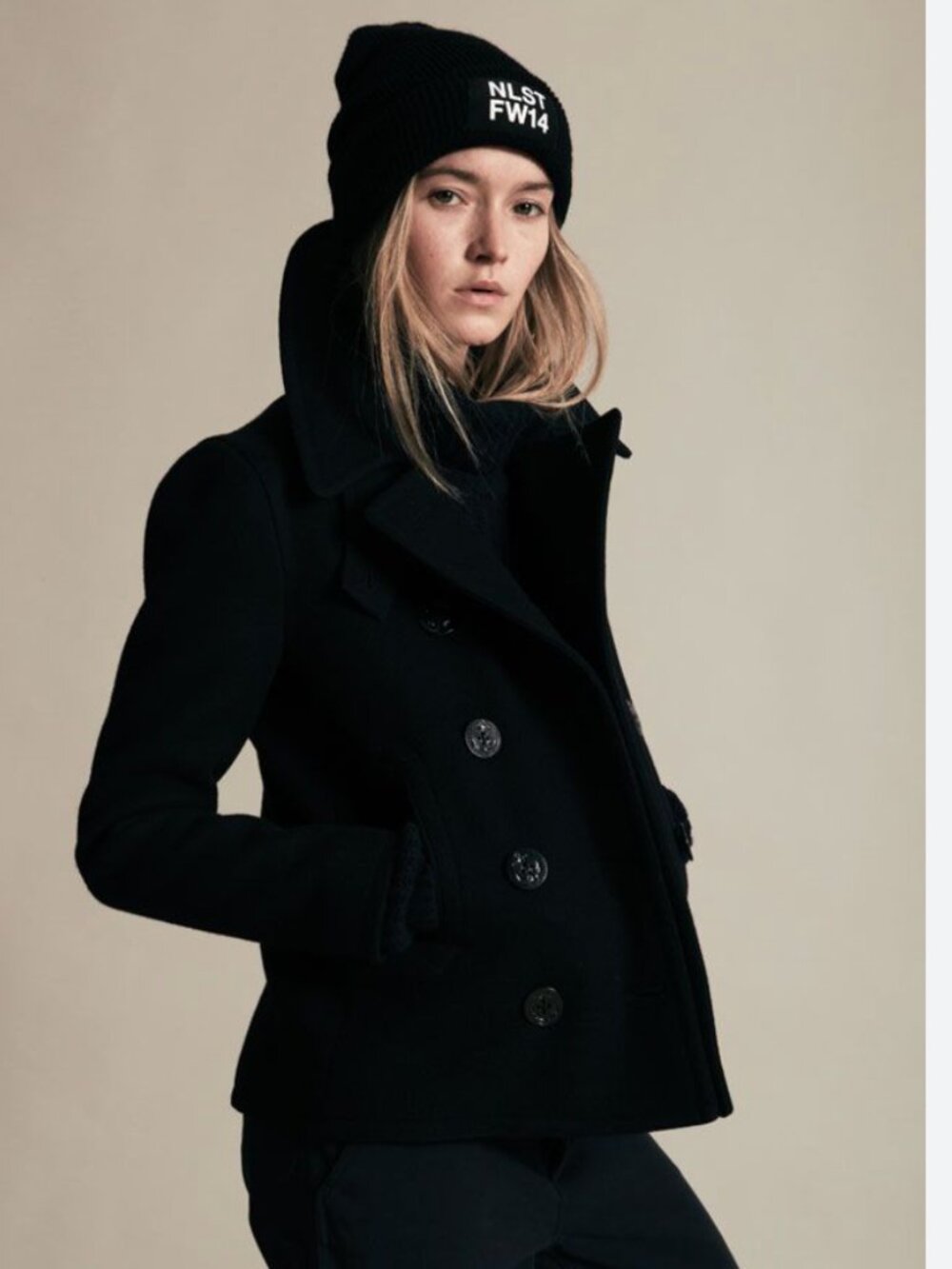 NLST NAVY thick wool blend military nautical peacoat Small - Picture 13 of 13